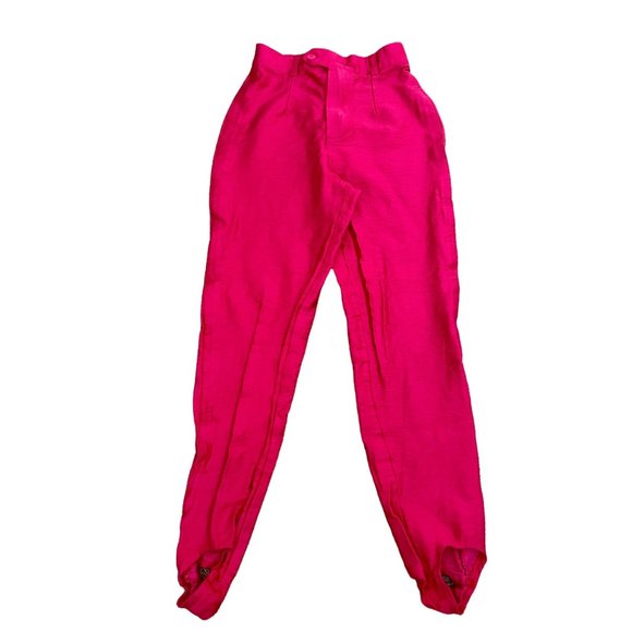 Vintage Vertigo Paris Hot Pink Stirrup High Rise Pants Sz. 42 Petite - Picture 1 of 3
